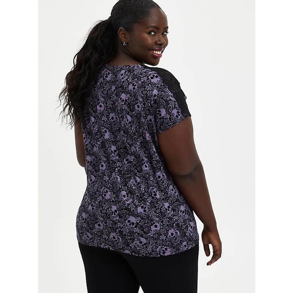 NWT Torrid Lace Dolman Super Soft Black Skull Shirt Top Plus Multi Size - Picture 3 of 5
